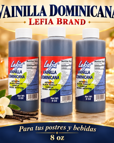 Lefia Dominicana vainilla negra black vanilla Artificial  8oz (3 Bottles)